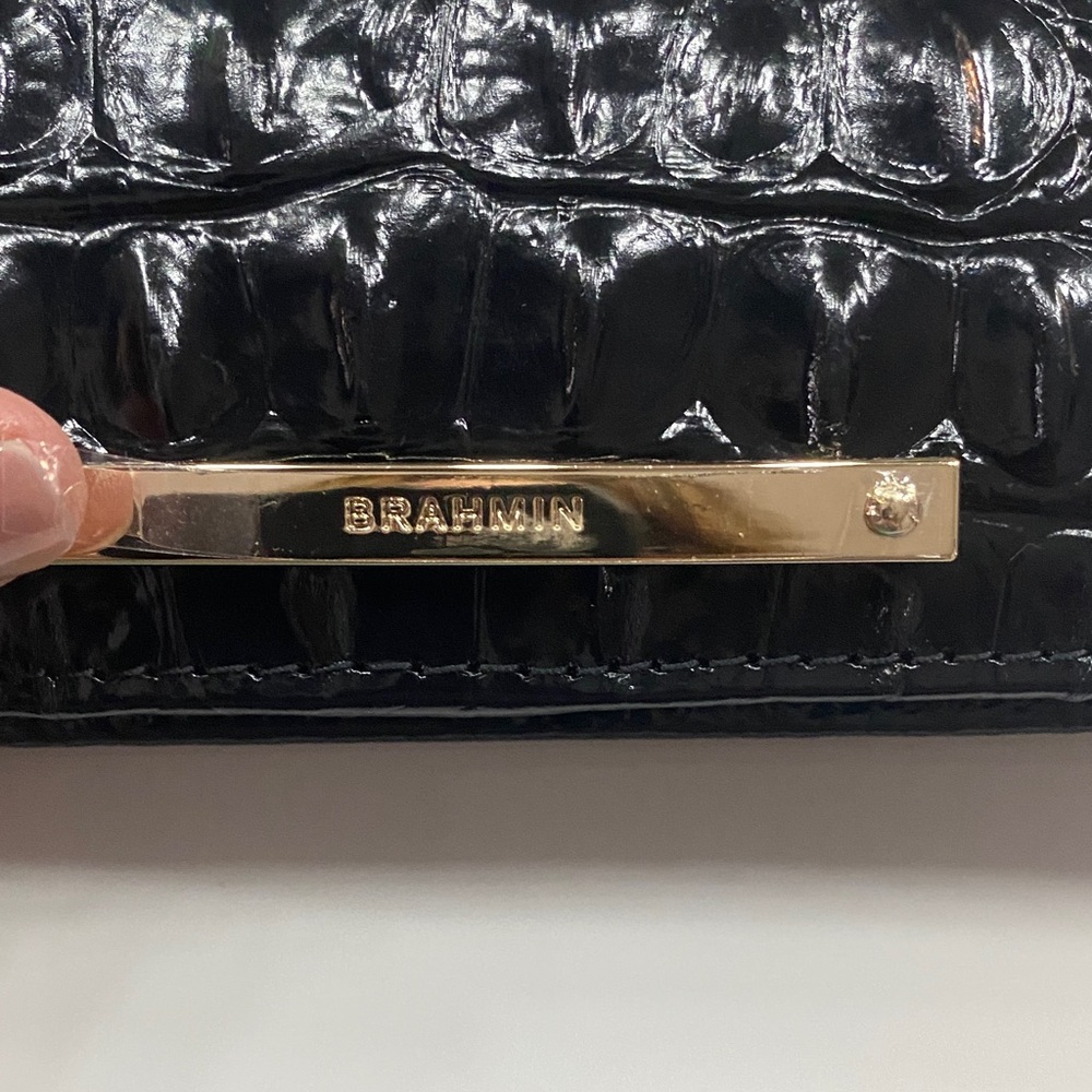Brahmin Black Croc-Embossed Wallet with Gold Plate - Picture 2 of 3